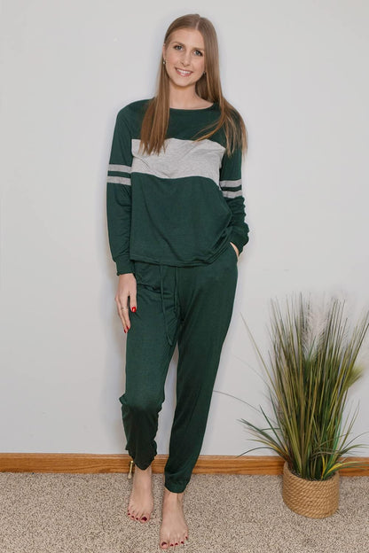 Women Color Block 2 Piece Sets Tracksuit | Long Sleeve Tops, Drawstring Jogger Pants, Side Pockets, Casual Loungewear Sweatsuits, Fall Travel Outfits, Matching Clothing